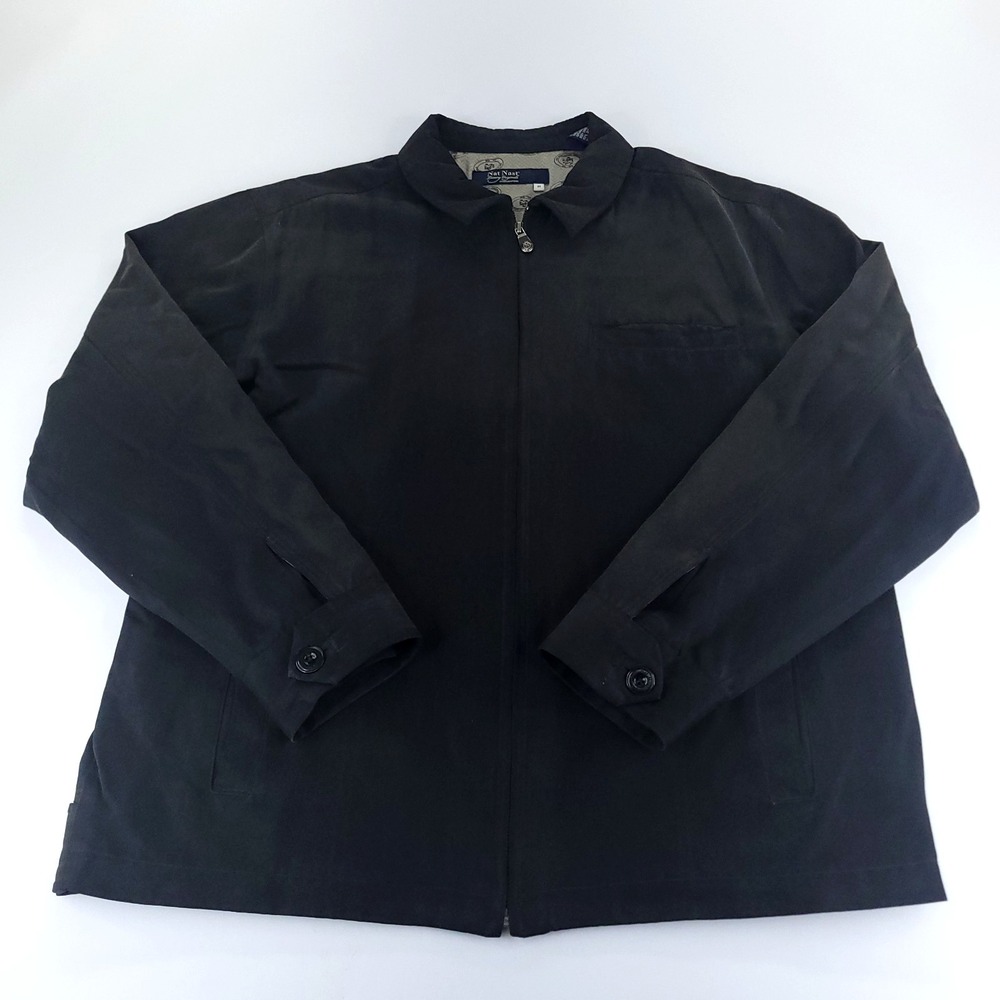 Nat Nast Luxury Originals Jacket Mens Medium Black Silk Cotton Blend Lined ZJ08U